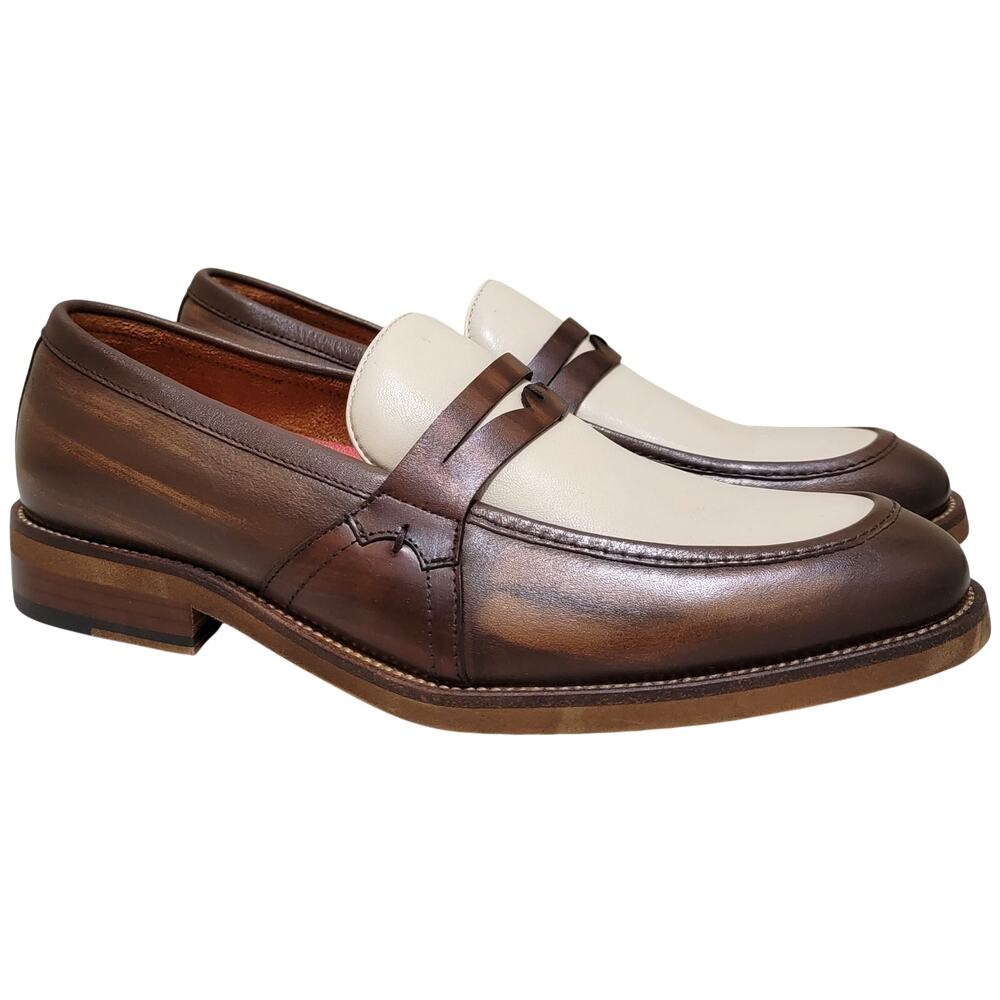 Stacy Adams Men Prichard Moc Toe Slip On Penny Loafers Size US 8M Brown White